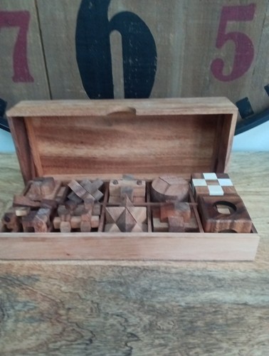 Vintage ten wooden puzzles - ten,
