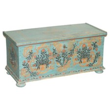 1802 DATED HUGE ANTIQUE ORIGINAL PAINT EUROPEAN BLANKET CHEST COFFER TRUNK