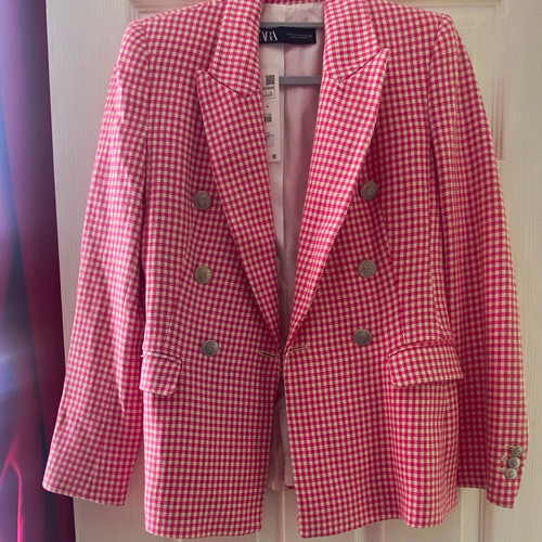 Zara pink white check - &,