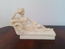 Vintage Art Sculpture Alabaster Venus Victrix Nude Lady Small Statue Figurine