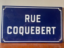 Genuine Vintage French Blue Enamel Street Sign-Rue Coquebert-Reims - France