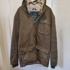 Nicholas Deakins Ladies Green Parka Chore Jacket Coat Size Large Sherpa Lined 