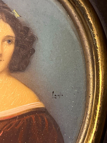 Signed miniature framed woman - miniature,