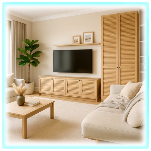 Natural pine slatted wave - pine,