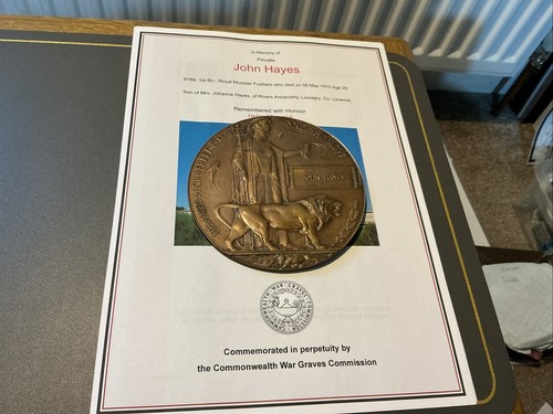 Ww1 memorial plaque john hayes - memorial,