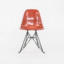 C. 2018 Eames Modernica Side / Dining Chair in Red Fiberglass with Eiffel Base