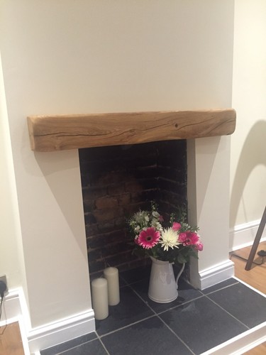 Solid oak fireplace mantel - oak,