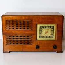 Vtg Emerson EH342 Kilocycles Tube Radio Retro Art Deco Showa 7KW-228A-2 Works!