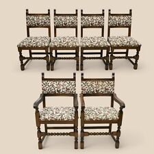 6 Old Charm Dining Chairs Light Oak Studded Upholstery 2 carver FREE UK Delivery