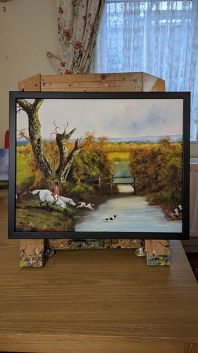 Oil painting hunting scene - hunting,