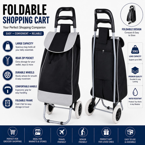 Folding shopping trolley cart - shopping,