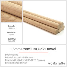 Oakcrafts - 500mm Long Premium Quality European Oak Dowel