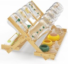 Baby Bottle Drying Rack, Bamboo Vertical Dryer Holder Organizer for Kitchen...