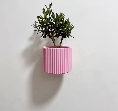 Modern ribbed wall vase - wall, for