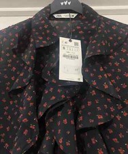 ZARA  FLORAL PRINT FRILL SHIRT