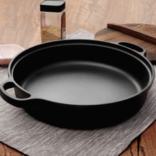 Cast Iron Casserole Frying Pan Grill Backing Pot Skillet Stockpot with Glass Lid