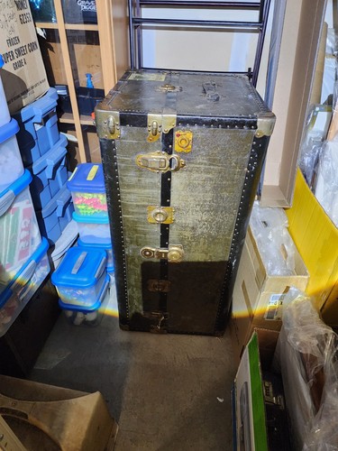 Antique wardrobe steamer trunk - wardrobe,