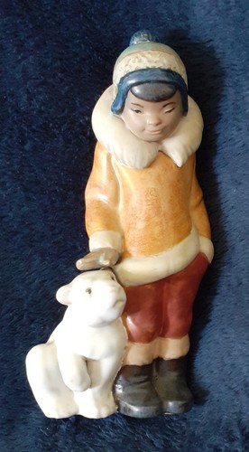 Lladro eskimo boy with pet - with, pet'