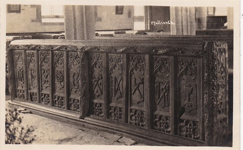 Oak carved pews inside - inside, church