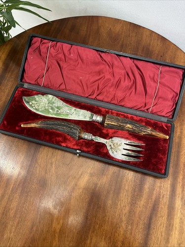 Antique silver plate and stag - silver,