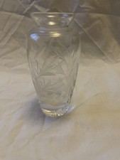 Vintage Single Stem Vase - Engraved Glass. Floral Design. 10cm Tall