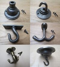 CAST IRON CEILING ROSE HOOK PLATE LIGHT KITCHEN BEAM HOOKS HANGING BASKET HANGER