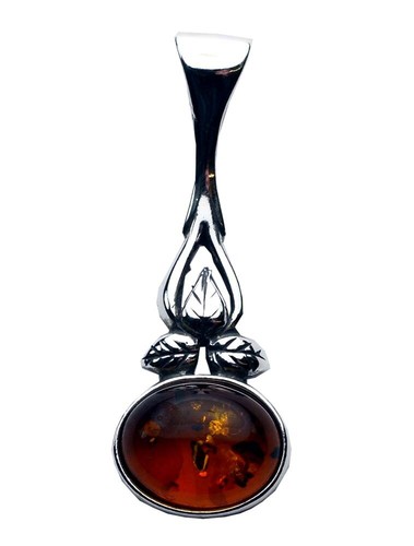 Amber pendant oval cognac set - amber,
