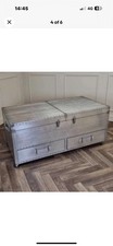 Silver Wooden Wine Cabinet & Coffee Table | Living Room Tables trunk style bar 
