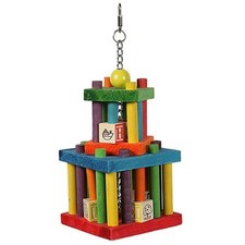 Happy Pet Building Block Maze Large Parrot Cage Toy Colourful Wooden Grey Macaw