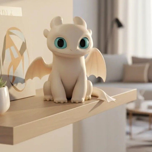 White dragon figurine ornament - white,