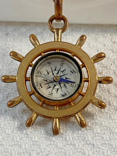 Edwardian ships wheel compass - edwardian,