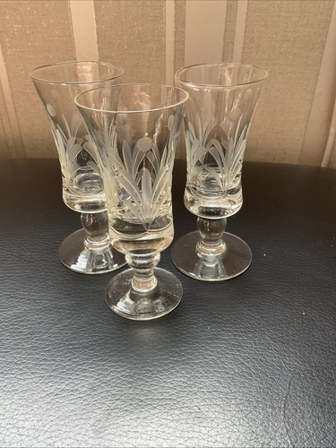 Vintage etched stem glasses - etched,