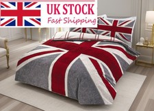 Union Jack Duvet Cover GreyRed Denim Reversible Double Quilt Cover Set