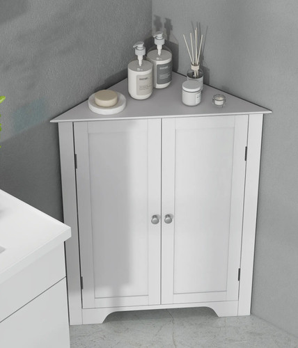 White corner cabinet wooden - white,