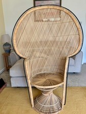 Vintage 1970s Wicker Peacock