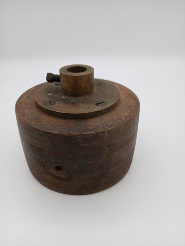 Antique wood flat belt pulley - wood,