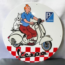 Vespa Tintin Scooter Edition – Vintage Piaggio Metal Sign – 50 cm (19.7”)