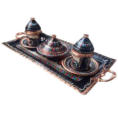Turkish copper coffee set - copper,