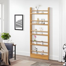 Space Saving Bookcase Bookshelf Wall Mounted Magazine Rack Storage Shelf Bamboo