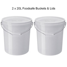 2 X 20 Ltr Litre White Plastic