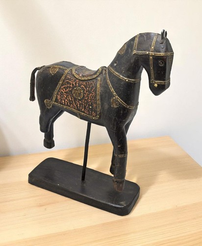 Vintage wooden horse figurine - vintage,