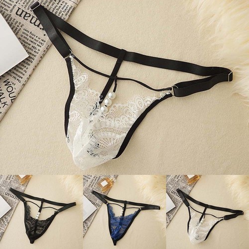Sheer lace mesh men string - sheer,