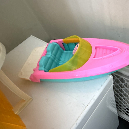 Pink plastic doll speedboat - plastic,