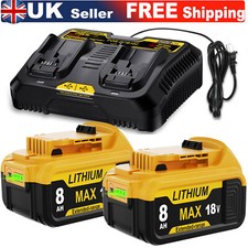 UK For DEWALT DCB182 18V 6.0Ah 8.0Ah 9.0Ah XR Li-ion Slide Battery DCB184 DCB200