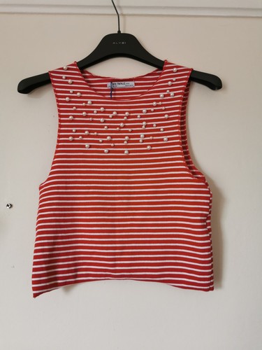 Zara red white stripe top - stripe,