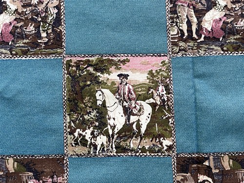 Vtg toile print cheater quilt - print,