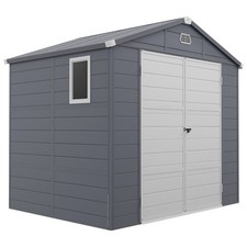 Outsunny 8 x 6ft Garden Shed Storage w/ Foundation Kit, Vents, Grey