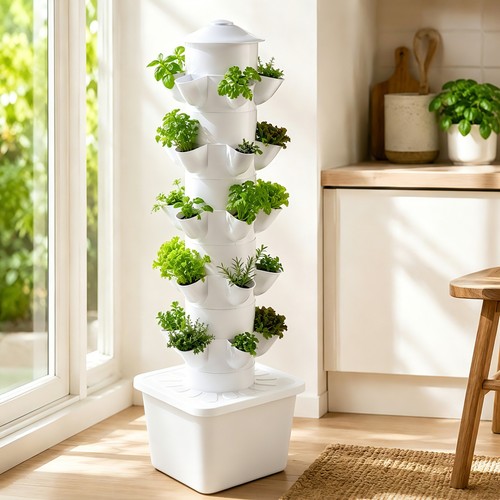 Pot white tower - white, garden