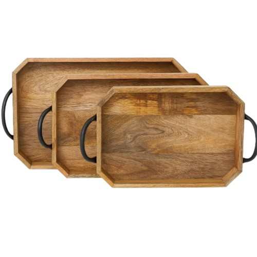 Wooden trays with handle - wooden,