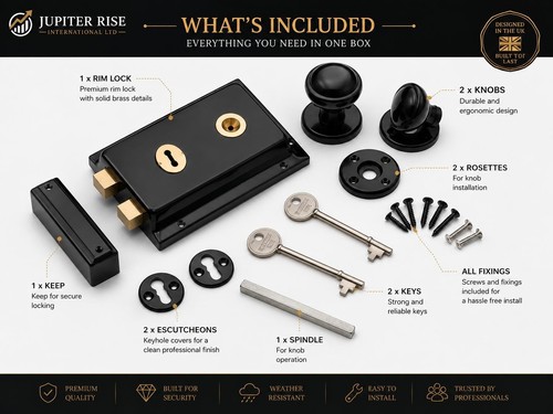 Black rim lock set 4 - black, x